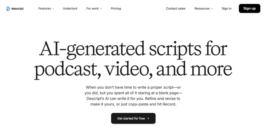 Descript Script Generator