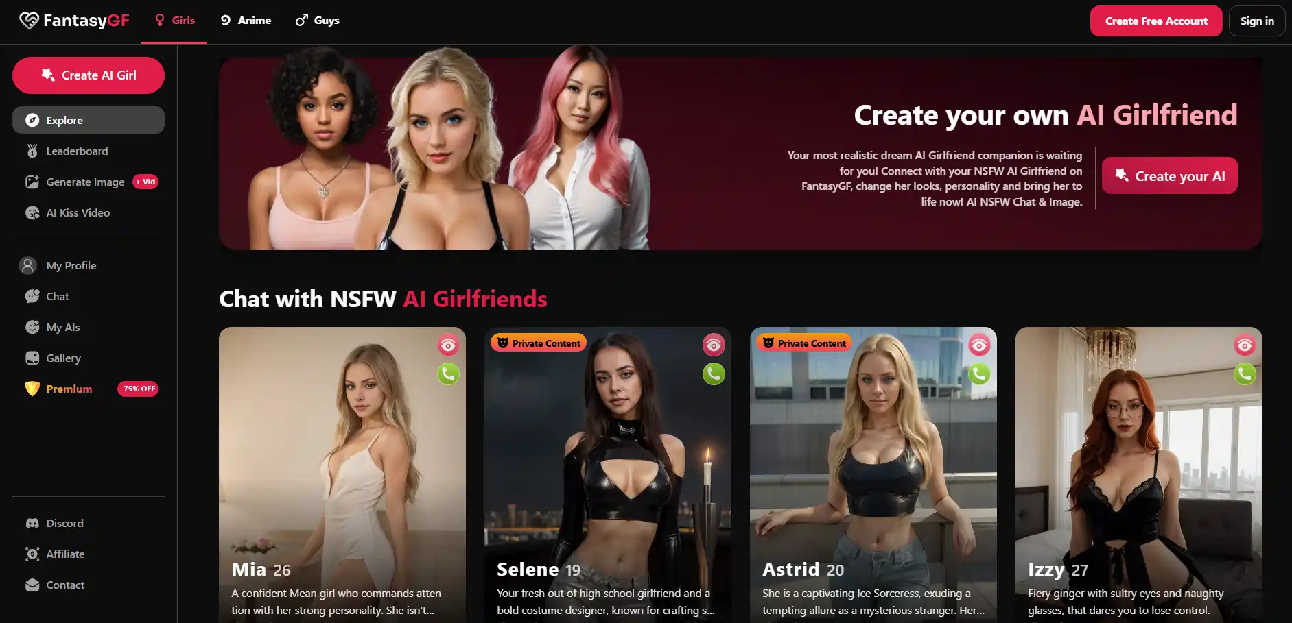 🌟 FantasyGF Review (2025) – Honest Breakdown by BestAIToolsHub 1 Fantasygf AI - User Interface