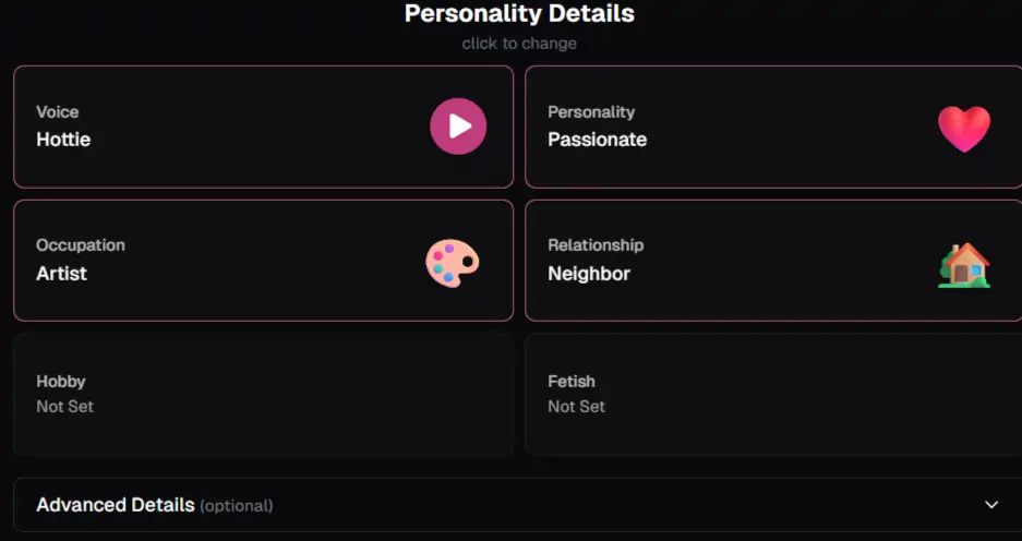 OurDream.ai - AI Character Personality Details