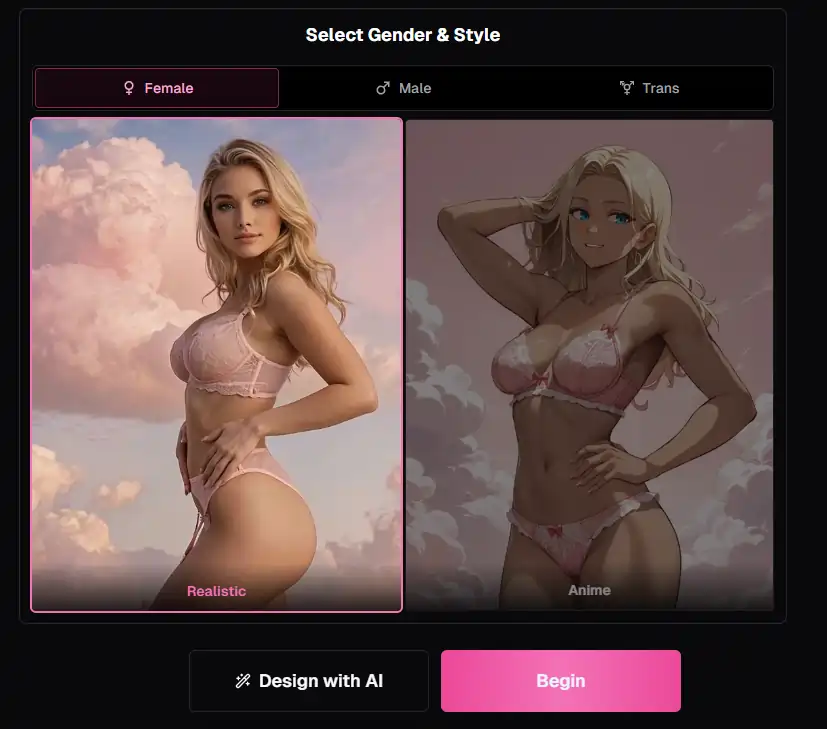 OurDream.ai - Select AI Charater Gender Style