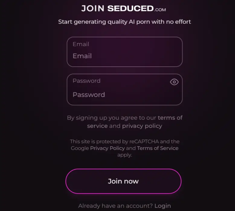 Seduced AI Review 2025: Is This The Most Realistic AI Companion Ever Created? (Shocking Truth Inside!) 2 Seduced AI - Login Page