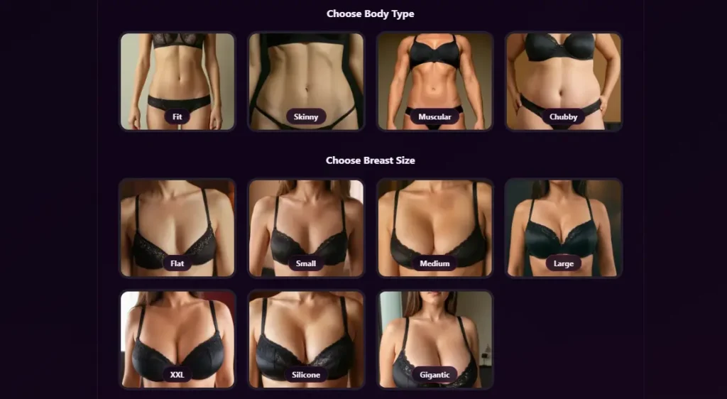 SweetDream AI - AI Character Body type and Breast Size