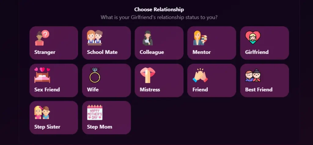 SweetDream AI - AI Character Realtionship Status