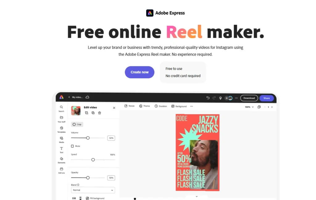 Adobe Express AI Reels Creator