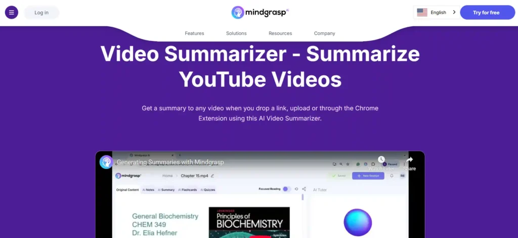 Mindgrasp - AI Video Summarizer
