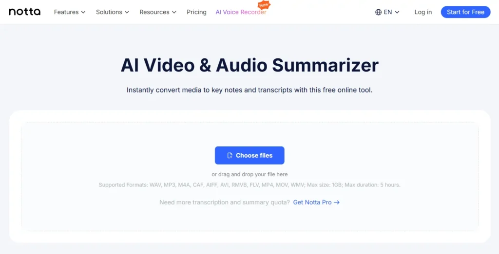 Notta AI - AI Video Summary Generator