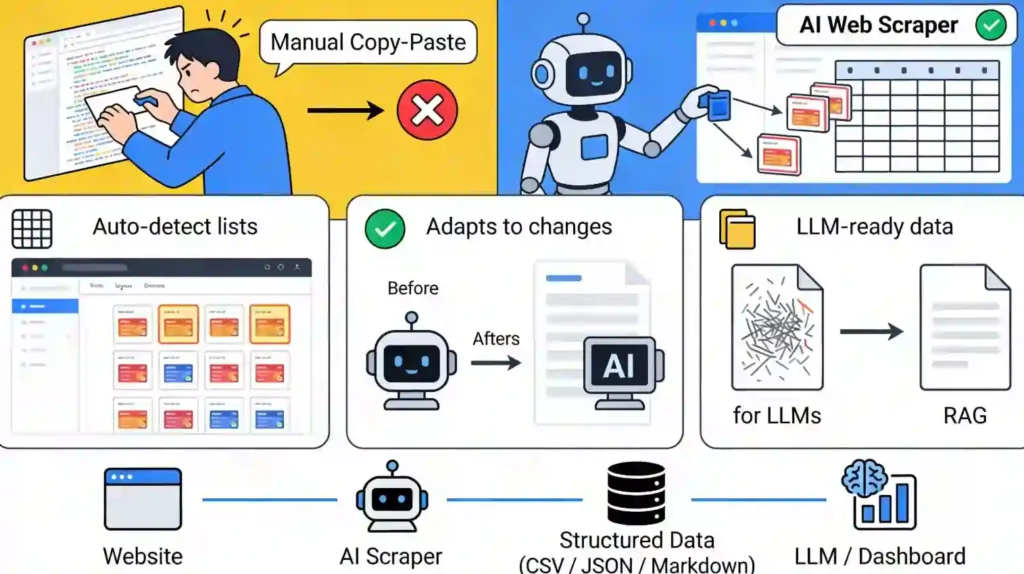 Best Free AI Web Scraping Tools 2026 (No-Code, Unlimited & Actually Work!) 1 Web Scrapping Explained