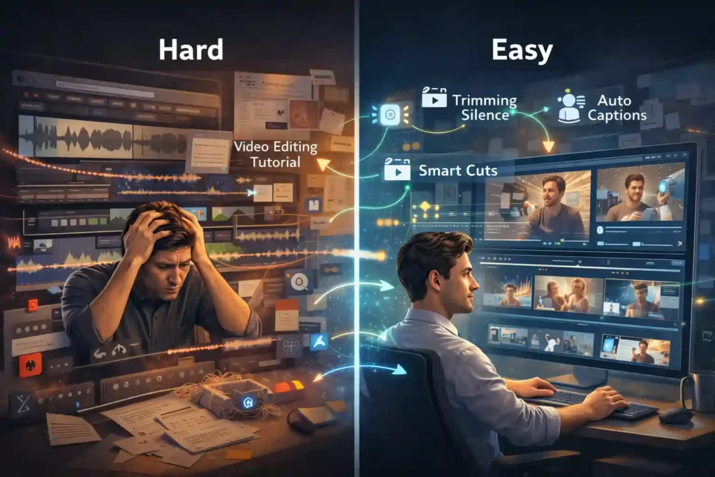 Best AI Video Editing Tools for Beginners | Easy, Automated & Beginner-Friendly 1 Beginner video editing vs AI automated video editing tools